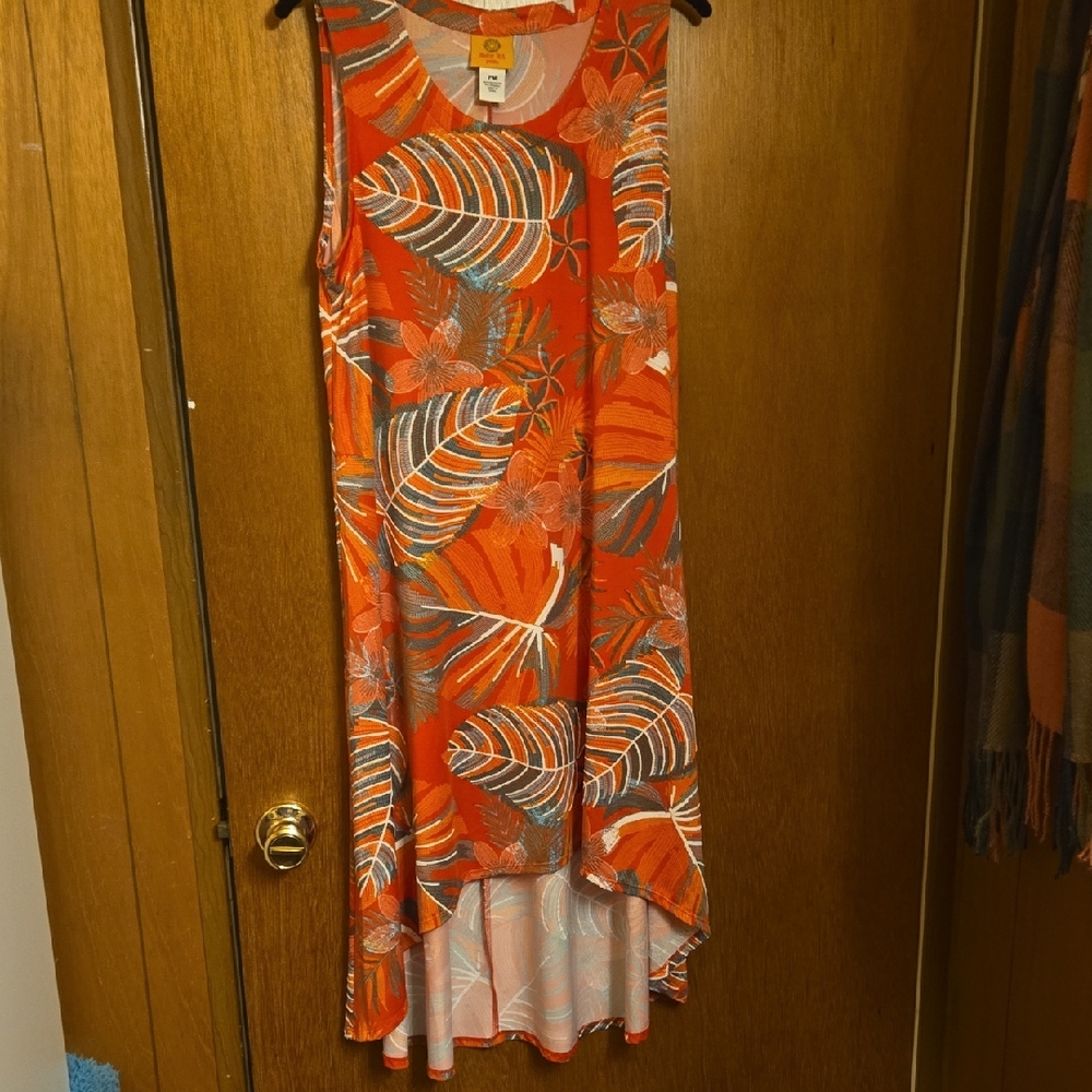 Ruby Rd. Red and Orange High Low Dress